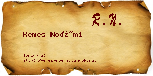 Remes Noémi névjegykártya